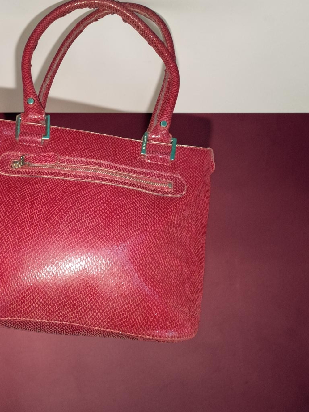 Anne Klein Red Textured Tote with Top Handles